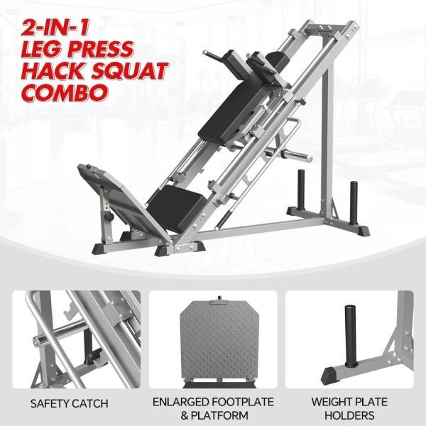 Leg Press Hack Squat Machine, Professional Adjustable Leg Exercise Machine with Linear Bearing, Lower Body Strength Training with Weight Storages for Quads, Hamstring, Glutes, Calves, Home Gym - Image 5