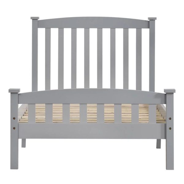 Ktaxon Vertical Wood Bed Frame for Bedroom with Headboard and Footboard Gray Twin Size - Image 3