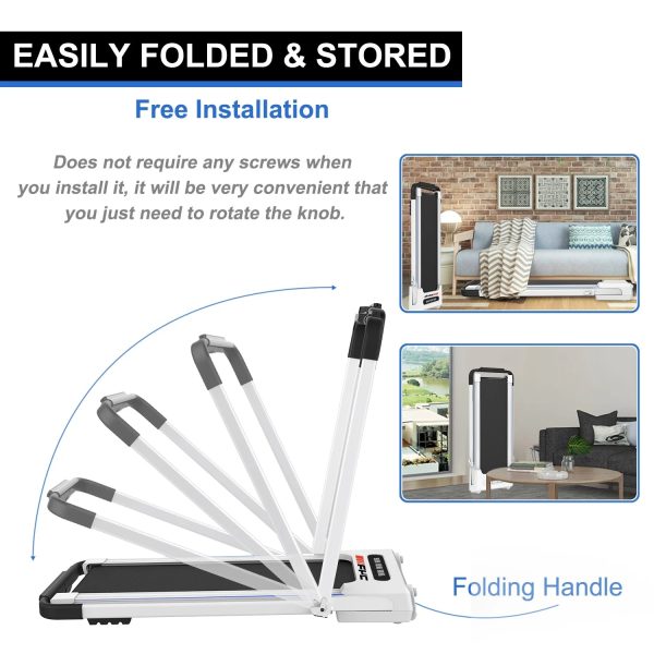 ikayaa FYC 2 in 1 Under Desk Treadmill - 2.5 HP Folding Treadmill for Home, Installation-Free Foldable Treadmill Compact Electric Running Machine, Remote Control & LED Display Walking Running Joggi - Image 4