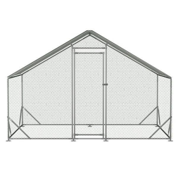 Large Metal Chicken Coop, Walk-in Chicken Run,Galvanized Wire Poultry Chicken Hen Pen Cage, Rabbits Duck Cages with Waterproof and Anti-Ultraviolet Cover for Outside(10' L x 6.6' W x 6.56' H) - Image 2