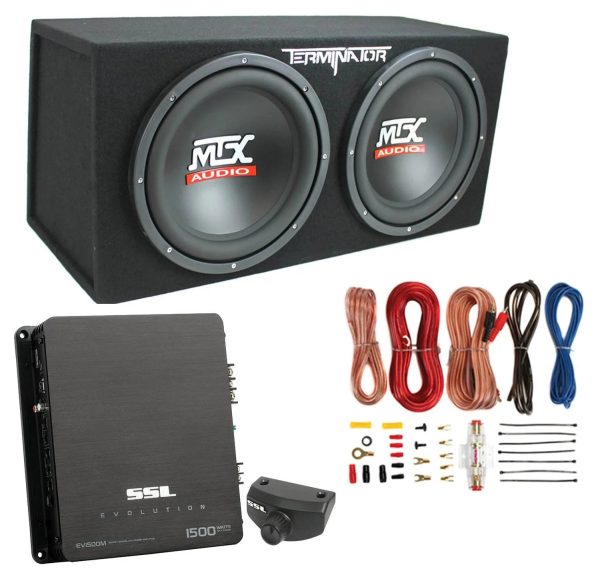 MTX TNE212D 12" 1200W Dual Loaded Car Subwoofer Box & SSL 1500W Amplifier w/ Kit - Image 2