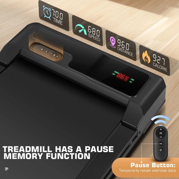 Walking Pad,2.5 HP Under Desk Treadmill 300LBS Capacity, Compact Portable Treadmill with Double Shock Absorption, Remote Control, LED Display,Installation-Free, Black - Image 3