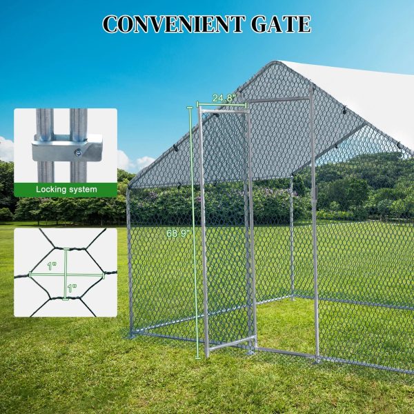 ZephyPaws 6.5 x 10 ft Large Metal Chicken Coop, Walk-in Poultry Cage Chicken Hen Run House with Waterproof Cover, Rabbits Cats Dogs Farm Pen for Outdoor Backyard Farm Garden - Image 4