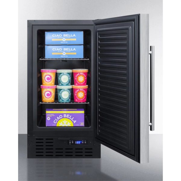 ADA compliant 18" wide frost-free freezer built-in or freestanding use, with stainless steel exterior, lock, and digital thermostat - Image 4
