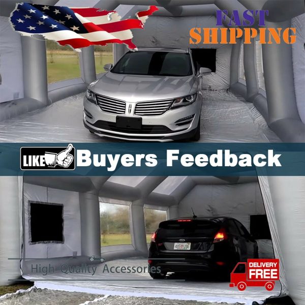Pro Painting Tent Workstation Inflatable Spray Paint Booth 33x16.4x12FT with 2 Blowers 950W and 350W, with Filter System Tool Room for Garage Spraying Auto Parts Full-Size Car - Image 10