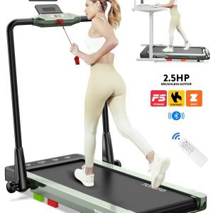 Pooboo Brushless 2.5HP Bluetooth Under Desk Treadmill 2in1 Folding Electric Treadmill Walking Pads for Home Office with Remote Control 265lbs