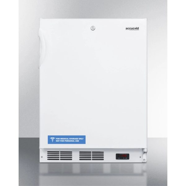 ADA compliant built-in undercounter medical all-freezer capable of -25 C operation, white with front lock
