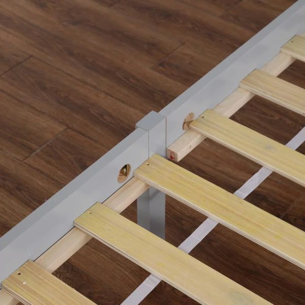 Ktaxon Vertical Wood Bed Frame for Bedroom with Headboard and Footboard Gray Twin Size - Image 5