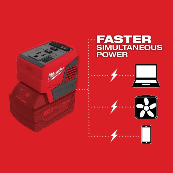M18 18-Volt Lithium-Ion 175-Watt Powered Compact Inverter for M18 Batteries with (2) M18 HIGH OUTPUT 6.0 Ah Batteries 2846-20-48-11-1862 - Image 4