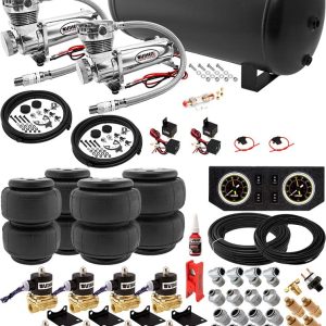 Vixen Air Suspension Kit for Truck/Car Bag/Air Ride/Spring. On Board System- Dual 200psi Compressor, 6 Gallon Tank. For Boat Lift,Towing,Lowering,Load Leveling,Onboard Train Horn VXX1208PB/4863DC