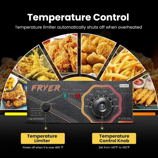 VIVOHOME 2500W 10.6 QT Electric Deep Fryer with 6.3 QT Removable Basket, Temperature Adjustable 140-392℉ - Image 3