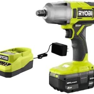 RYOBI ONE+ 18V Cordless 1/2 in. Impact Wrench Kit with 4.0 Ah Battery and Charger