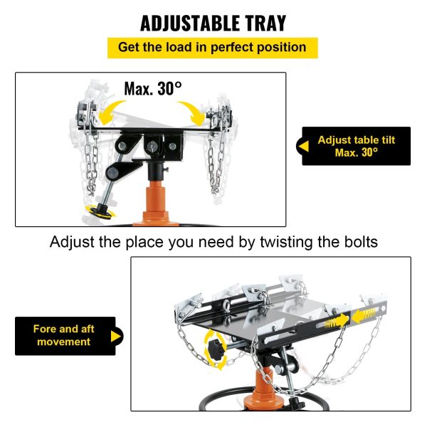 BENTISM Transmission Jack 1100 lbs 2-Stage Hydraulic High Lift Vertical Telescopic,Orange - Image 4