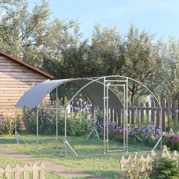 GFVCNIO PawHut Large Coop Metal Run with Waterproof and Anti-UV Cover Dome Shaped Walk-in Fence Cage Hen House for Outdoor and Yard Farm Use 1” Tube Diameter 9.2‘ x 12.5‘ x 6.5‘ - Image 2