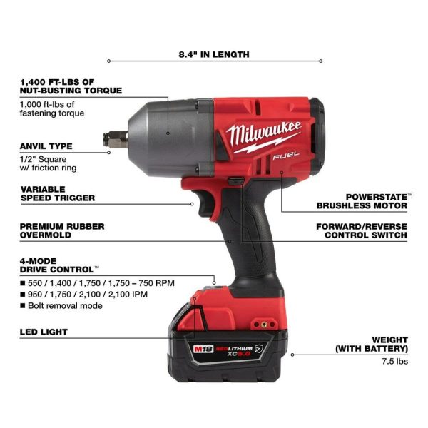 Milwaukee M18 FUEL High Torque 1/2 Impact Wrench with Friction Ring Kit 2767-22R from Milwaukee - Image 4