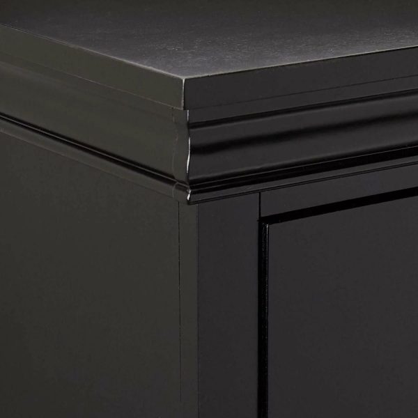 Gorgeous Black 3pc Beautiful Louis Philippe Style California King Size Sleigh Bed 2x Nightstand Set Wooden Bedroom Furniture - Image 8