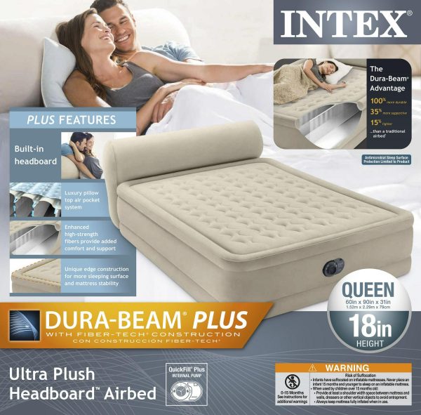 Intex Durabeam Headboard 18 Queen Air Mattress with Built-in Pump - Image 9