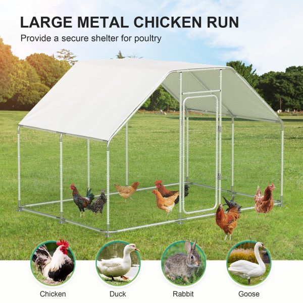 Large Metal Chicken Coop for 16 Chickens Walk-in Poultry Cage Hen Run House Rabbits Habitat Cage Spire Shaped Coop with Anti-Ultraviolet and Waterproof Cover for Outdoor Backyard Farm Use - Image 4
