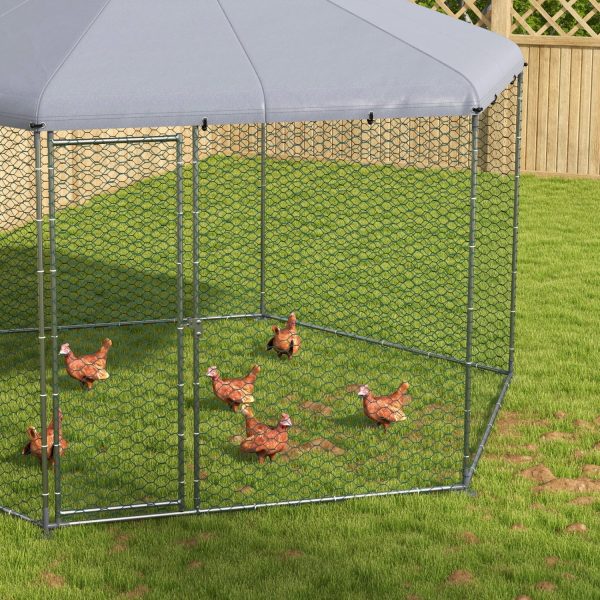 GFVCNIO PawHut Large Metal Coop Run for Ducks and Rabbits with Waterproof and Anti-UV Cover Walk-in Poultry Cage Hen House for Outdoor and Yard Farm Use 13‘ x 11.4‘ x 8.6‘ - Image 7