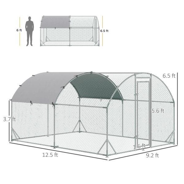 GFVCNIO PawHut Large Coop Metal Run with Waterproof and Anti-UV Cover Dome Shaped Walk-in Fence Cage Hen House for Outdoor and Yard Farm Use 1” Tube Diameter 9.2‘ x 12.5‘ x 6.5‘ - Image 3