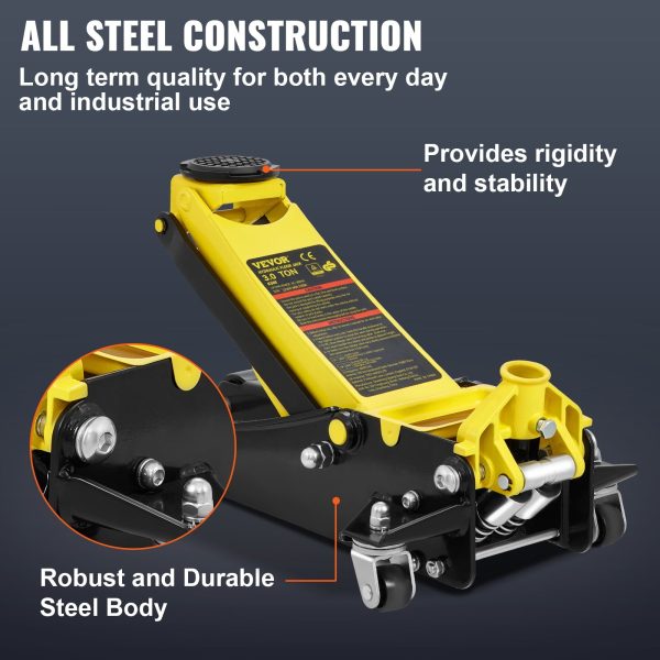 BENTISM Low Profile Floor Jack 3 Ton Heavy Duty Steel Dual Piston Rapid Pump - Image 4