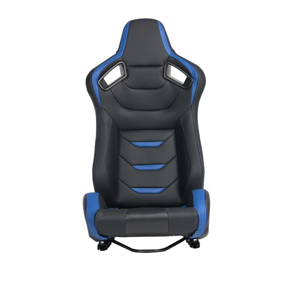 Racing Seats, 1 Pair Bucket Seats with Dual Lock Sliders for Front-Back Adjustment, PVC Leather Universal Racing Seats for Cars (Black with Blue) - Image 4