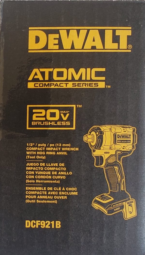 Dewalt DCF921B ATOMIC 20-Volt MAX Cordless Brushless 1/2 in. Impact Wrench (Tool-Only) - Image 2