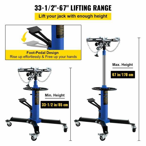 BENTISM Transmission Jack 1100 lbs 2-Stage Hydraulic High Lift Vertical Telescopic,Blue - Image 3