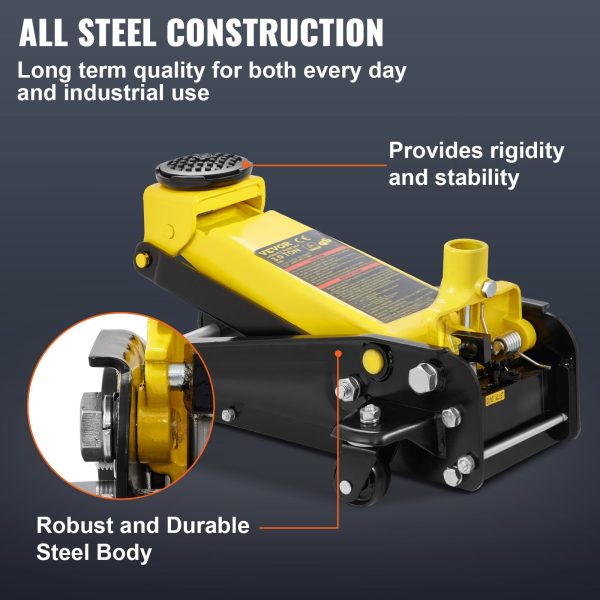 VEVOR Low Profile Floor Jack 3 ton Heavy Steel Single Piston Hydraulic Pump - Image 4