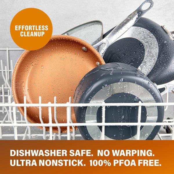 Gotham Steel 20 Pc Copper Pots and Pans Set Nonstick Cookware Set, Pot and Pan Set, Kitchen Cookware Sets, Ceramic Cookware Set, Ceramic Non Stick Pots and Pans Set with Lids, Pot Set, Dishwasher Safe - Image 6