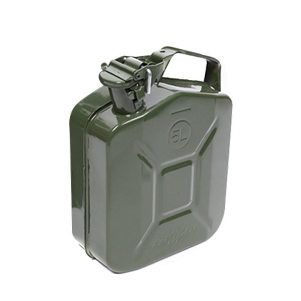 MoreChioce 5L Green Metal Jerry Can Store Container with Fixed Spout for Petrol Oil Water Alcohol - Image 5
