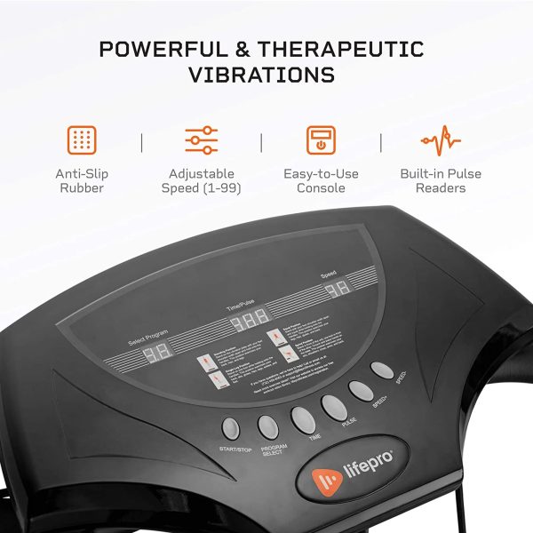 Lifepro Rhythm Vibration Plate Full Body Workout Equipment with Resistance Bands, Black - Image 5