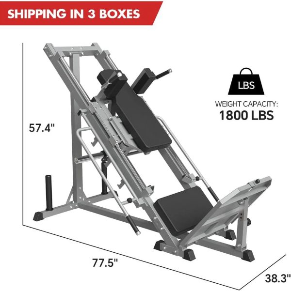 Leg Press Hack Squat Machine, Professional Adjustable Leg Exercise Machine with Linear Bearing, Lower Body Strength Training with Weight Storages for Quads, Hamstring, Glutes, Calves, Home Gym - Image 2