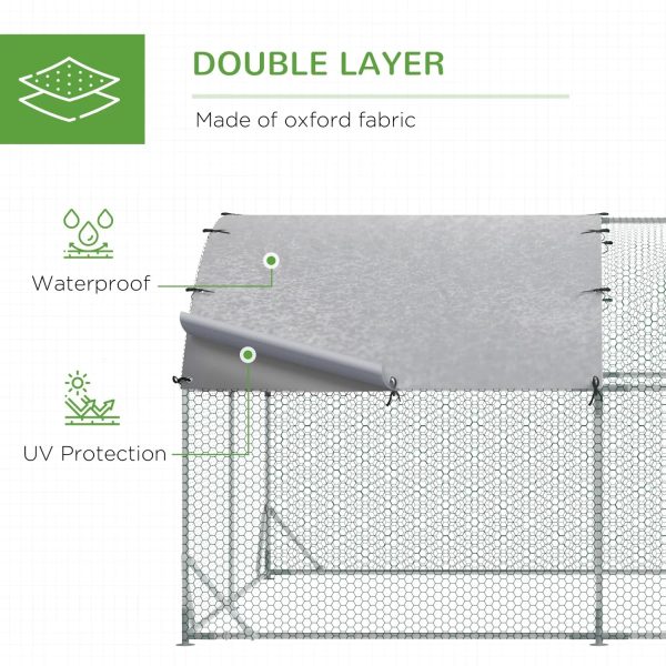 GFVCNIO PawHut Large Coop Metal Run with Waterproof and Anti-UV Cover Dome Shaped Walk-in Fence Cage Hen House for Outdoor and Yard Farm Use 1” Tube Diameter 9.2‘ x 12.5‘ x 6.5‘ - Image 4