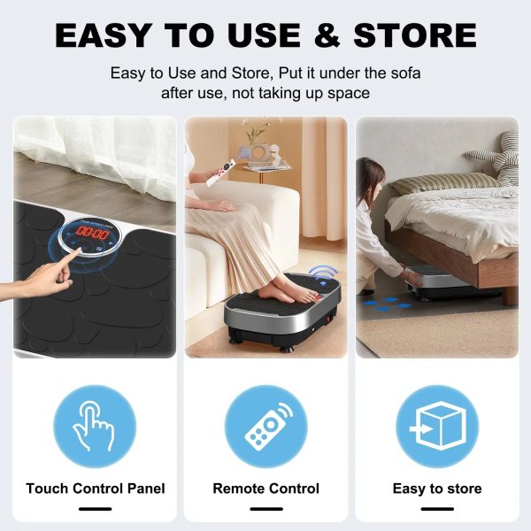 Vibration Plate Power Vibrate Fitness Platform Exercise Machine for Lymphatic Drainage Weight Loss Fat Burner with Loop Bands Remote Control RELIFE REBUILD YOUR LIFE - Image 5