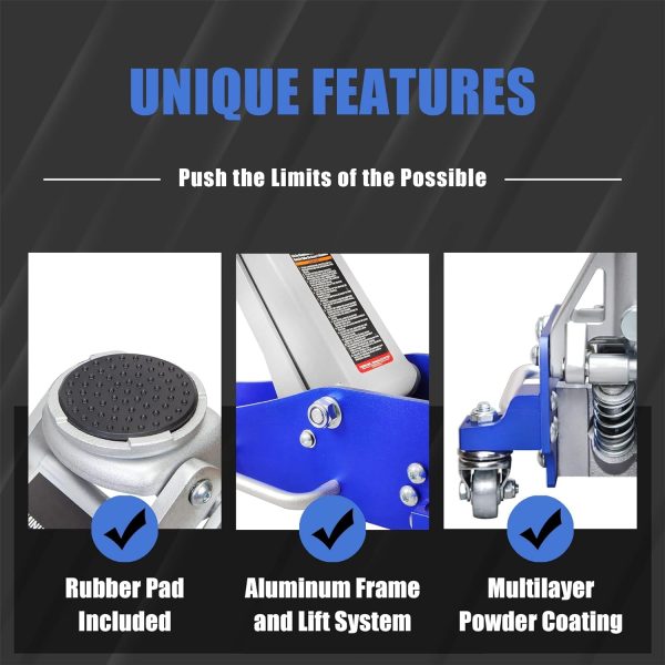 Big Red 1.5 Ton Floor Jack Aluminum and Steel Hydraulic Low Profile Car Jack Quick Lift,Blue,W815LR - Image 3