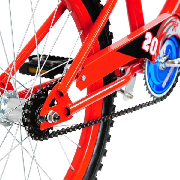 TRACER Logan 20 In Hi-Ten Steel Framed Freestyle BMX Beginners Bike, Red - Image 3