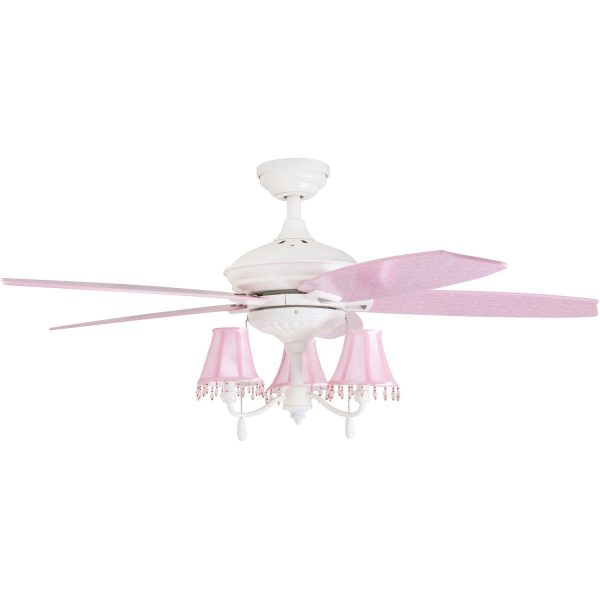 Prominence Home Elsa, 48 Inch Princess Style Indoor LED Ceiling Fan with Light, Pull Chain, Three Mounting Options, 5 Dual Finish Blades, Reversible Motor 50623-01 (White/ Pink) - Image 8