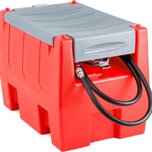 TECSPACE 58 Gallon Gasoline Tank, Portable Fuel Tank with 12V Electric Fuel Transfer Pump, 40 GPM Gasoline Fuel Tank with 4 Meters Hose for Gasoline & Diesel Transportation (Red, 58 gal)