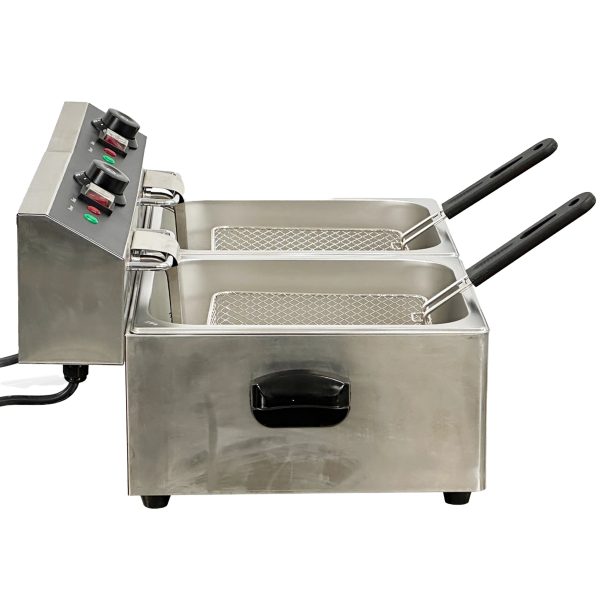23 in. Commercial Electric Countertop Stainless Steel Deep Fryer 12L 2.5KW - Image 3