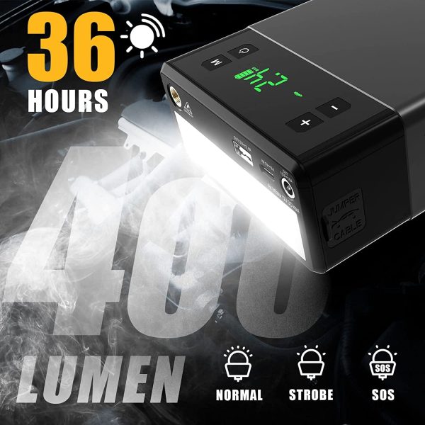 Jump Starter with Air Compressor,2500A Peak 12V Jumper Box for 8.5L Gas and 6.0L Diesel Engines with 150PSI Compressor Tire Inflator,Portable Auto Lithium Battery Booster Power Bank Car Starter - Image 6