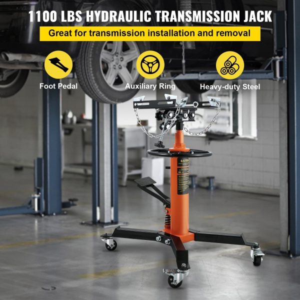 BENTISM Transmission Jack 1100 lbs 2-Stage Hydraulic High Lift Vertical Telescopic,Orange - Image 2