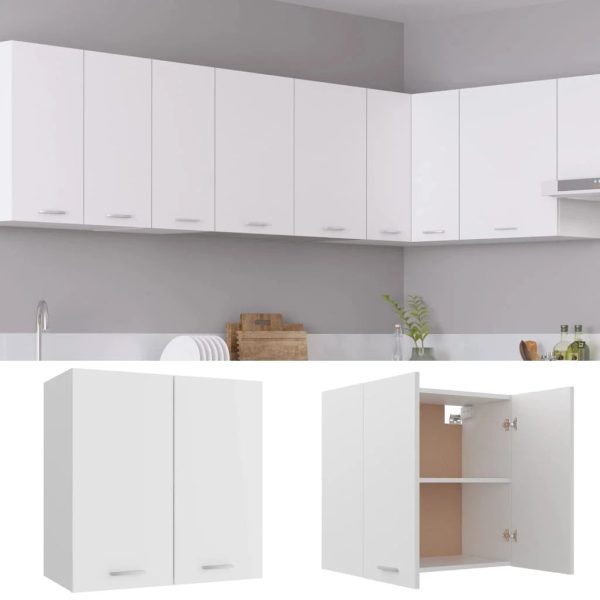 White Hanging Cabinet 23.6x12.2x23.6 - Durable Engineered Wood Construction - Spacious Storage - Easy Wall Mounting - Ideal for Small Spaces and Modern Home Decor - Image 2