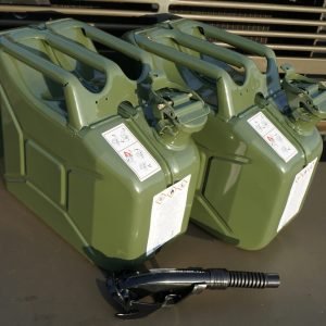 NATO Swiss Army Gas Jerry Can 10 Liter Set of 2 Military steel 2.5 Gal with Spout