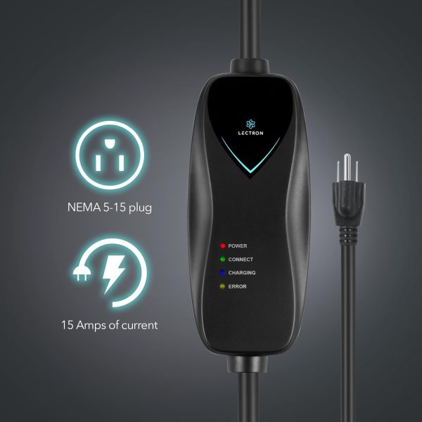 Lectron Level 1 Portable 15 Amp (110V) Electric Car Charger for Tesla X/Y/3/S EVs with NEMA 5-15 Plug - Image 4