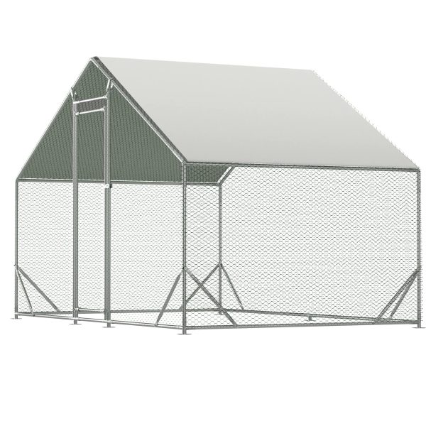 Large Metal Chicken Coop, Walk-in Chicken Run,Galvanized Wire Poultry Chicken Hen Pen Cage, Rabbits Duck Cages with Waterproof and Anti-Ultraviolet Cover for Outside(10' L x 6.6' W x 6.56' H) - Image 4