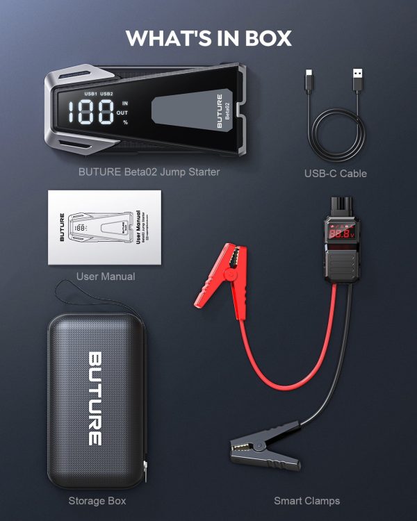 Car Jump Starter Booster 2500A 21800mAh Powerful Car Battery Jump Starter With Large Display Lighting Charging Function Safe/Durable/Portable Buture - Image 6