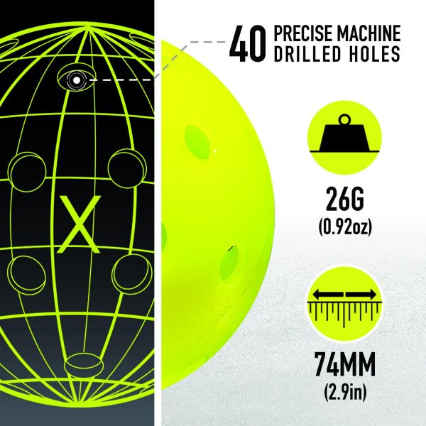 Franklin Sports Outdoor Pickleballs X40 Optic Yellow Balls 100 Pack - Image 2