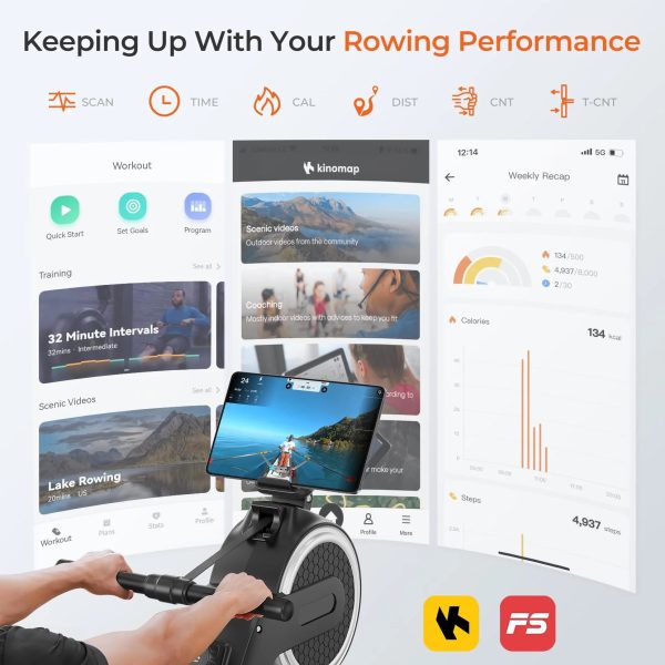 Rowing Machine, 16 Level Resistance Magnetic Rowing Machine Max 265lb Weight Capacity Row Machine Neche Resistance Magnetic with App Compatible Rower for Home Gym - Image 2