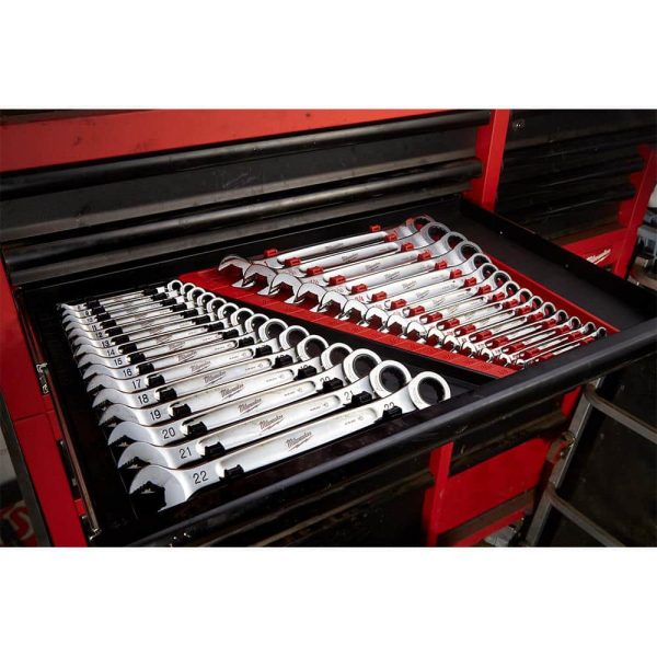 Milwaukee SAE/Metric Combination Ratcheting Wrench Mechanics Tool Set (30-Piece) 48-22-9416-48-22-9516 - Image 9